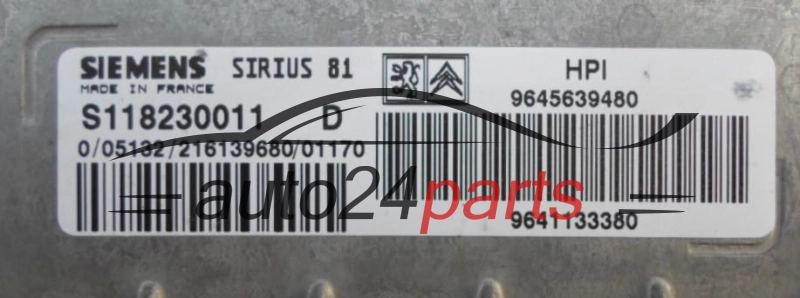 ECU CENTRALITA DE MOTOR  CITROEN PEUGEOT SIEMENS S118230011 D,  9645639480