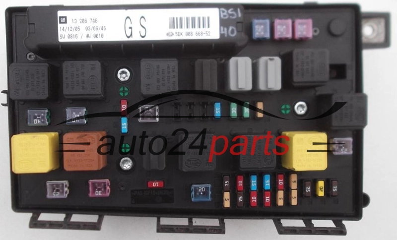 CAJA ELECTRICA DE FUSIBLES Y RELES OPEL ASTRA H ZAFIRA B 13 206 746, 13206746 GS, 5DK 008 668-52, 5DK008668-52