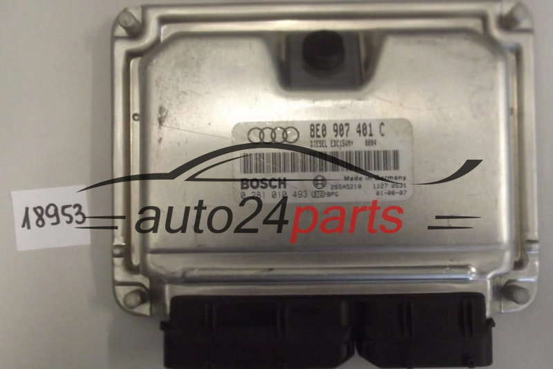 KOMPUTER STEROWNIK SILNIKA AUDI A4 1.9 TDI BOSCH 0 281 010 493, 0281010493, 8E0 907 401 C, 8E0907401C 