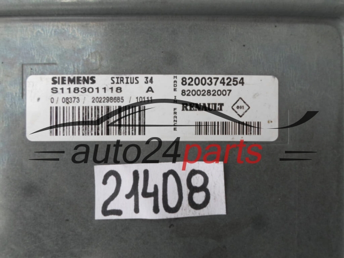 KOMPUTER STEROWNIK SILNIKA RENAULT CLIO 1.2 SIEMENS S118301118 A, S118301118A, 8200374254, 8200282007