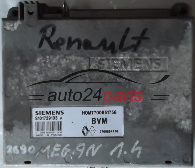 CENTRALINA MOTORE RENAULT CLIO 1.2 SIEMENS S101729103 P, S101729103P, HOM7700851758, 7700864476
