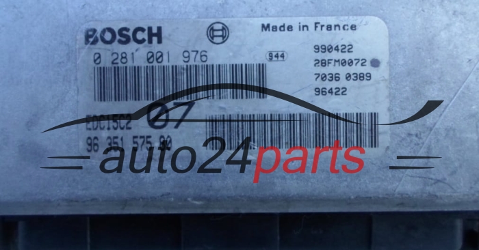 CENTRALINA MOTORE CITROEN XSARA PEUGEOT 306 2.0 BOSCH 0281001976, 0 281 001 976, 9635157580, 96 351 575 80, EDC15C2 07