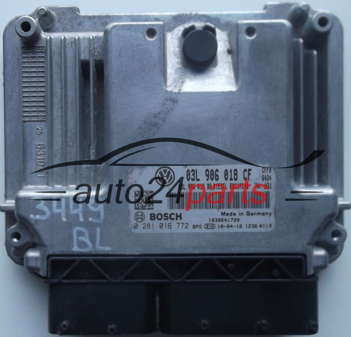 KOMPUTER STEROWNIK SILNIKA SKODA SUPERB 2.0 TDI 03L906018CF, 03L 906 018 CF, 03L906018BR, 03L 906 018 BR, BOSCH 0281016772, 0 281 016 772, DIESEL EDC17C46 CFFB 6424, 1039S41720 