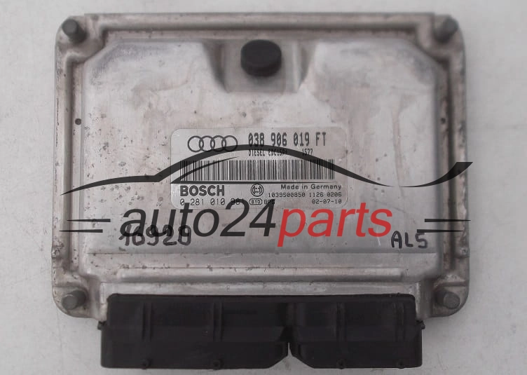 KOMPUTER STEROWNIK SILNIKA AUDI A3 1.9 TDI, BOSCH 0 281 010 981, 0281010981, 038 906 019 FT, 038906019FT