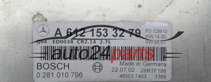 CENTRALINA DO MOTORE MERCEDES 2.7 CDI BOSCH 0 281 010 796, 0 281 010 796, A 612 153 32 79, A6121533279, CR2.14