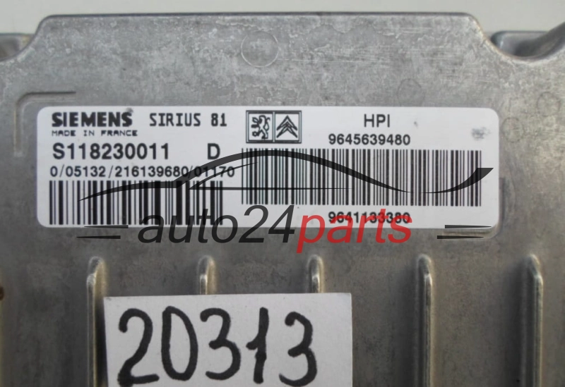 KOMPUTER STEROWNIK SILNIKA CITROEN PEUGEOT SIRIUS 81 S118230011 D, S118230011D, 9645639480 
