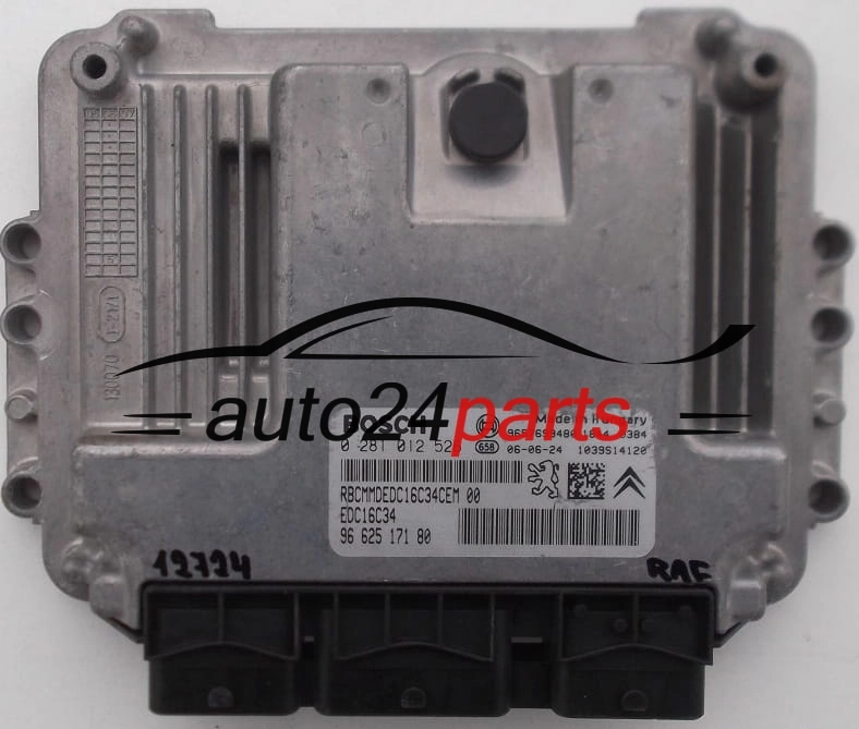 CENTRALINA DO MOTORE PEUGEOT 207 1.4 HDI BOSCH 0 281 012 526,  96 625 171 80,  9657699480 EDC16C34, 1039S14120