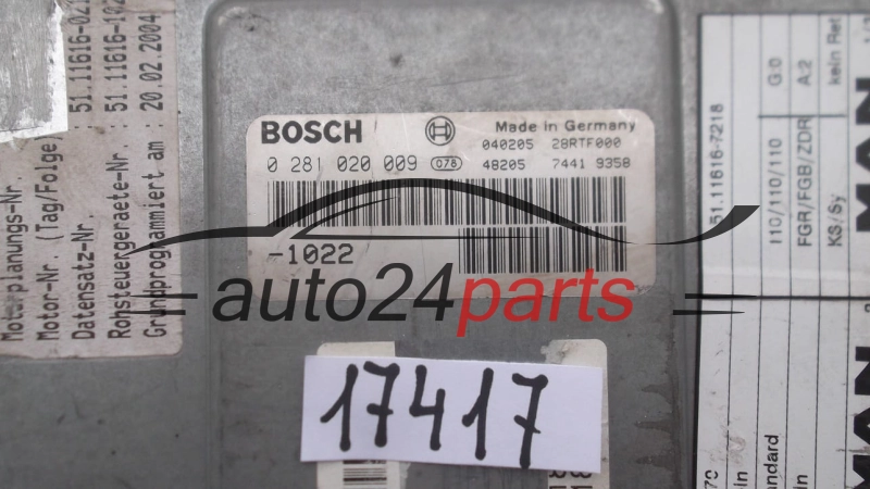 Μονάδα Ελέγχου Κινητήρα MAN F2000 BOSCH 0 281 020 009, 0281020009