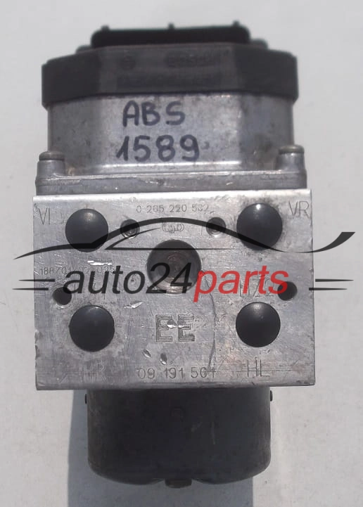 ABS HYDRAULIK-AGGREGAT MIT STEUERGERAET OPEL ASTRA G ZAFIRA VECTRA BOSCH 0 265 220 582, 0265220582, 09 191 501 EE, 09191501EE, 09191501, 0 273 004 516, 0273004516