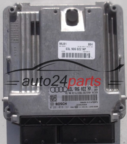 Μονάδα Ελέγχου Κινητήρα AUDI A4 A5 2.0 TDI BOSCH 0 281 016 141, 0281016141, 03L 906 022 NP, 03L906022NP, 03L906019AL, EDC17CP20