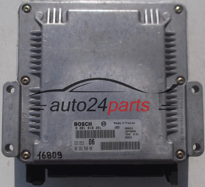 Μονάδα Ελέγχου Κινητήρα CITROEN XANTIA 2.0 HDI BOSCH 0 281 010 251, 0281010251, 96 362 548 80, 9636254880, 28FM0000, EDC15C2 06