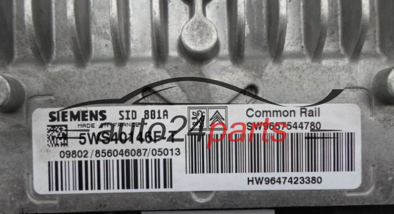 Calculateur Moteur CITROEN PEUGEOT 2.0 HDI SIEMENS 5WS40146F-T,  SW 9657544780, HW 9647423380