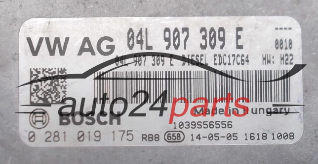 Μονάδα Ελέγχου Κινητήρα VOLKSWAGEN GOLF 1.6 TDI BOSCH 0 281 019 175,  04L 907 309 E