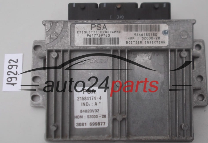 KOMPUTER STEROWNIK SILNIKA PEUGEOT 307 1.4 SAGEM 21584174-4, 215841744, 9647759780 9646185180