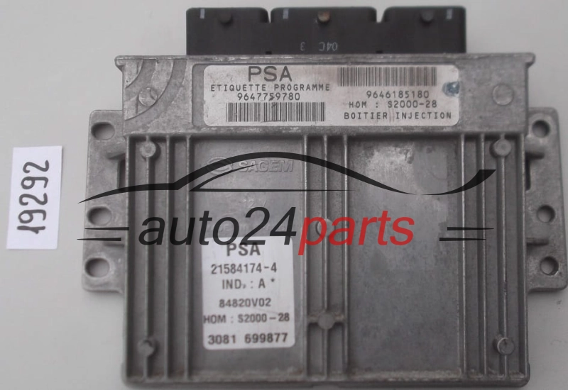 KOMPUTER STEROWNIK SILNIKA PEUGEOT 307 1.4 SAGEM 21584174-4, 215841744, 9647759780 9646185180