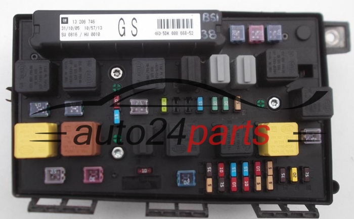 BOITE ELECTRIQUE A RELAIS ET FUSIBLE OPEL ASTRA H ZAFIRA B 13 206 746, 13206746 GS, 5DK 008 668-52, 5DK008668-52