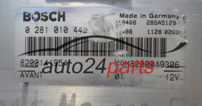 ECU CENTRALITA DE MOTOR  RENAULT MEGANE 1.9 DTI BOSCH 0 281 010 442, 8200141954, HOM 8200049306