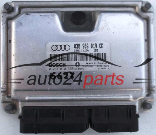 ECU ENGINE CONTROLLER AUDI A3 1.9 TDI BOSCH 0 281 010 308, 0281010308, 038 906 019 CK, 038906019CK, 28SA5000, DIESEL EDC15P 1343