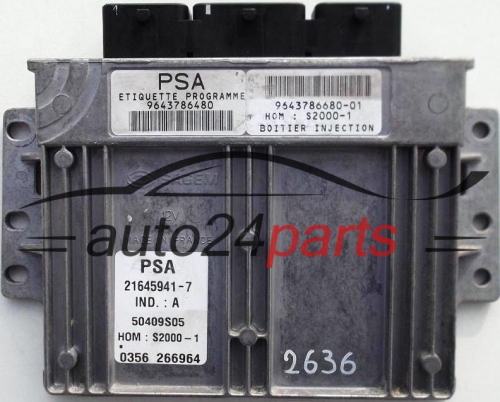 ECU ENGINE CONTROLLER PEUGEOT 406 1.8 21645941-7, PSA 9643786480, 9643786680-01, S2000-1, 50409S05 