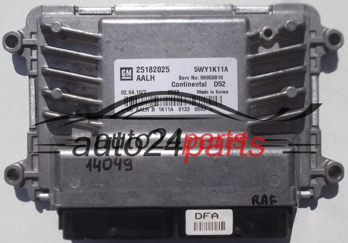 ECU ENGINE CONTROLLER CHEVROLET SPARK CONTINENTAL D52 5WY1K11A, GM 25182025 AALH, 96958816