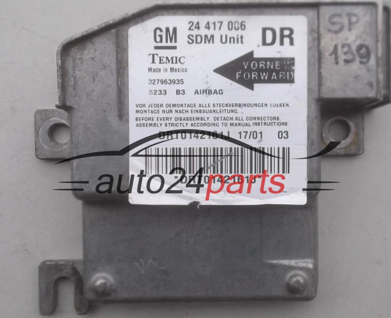 CALCULATEUR AIRBAG OPEL CORSA C 24 417 006 DR, 24417006, 327963935 