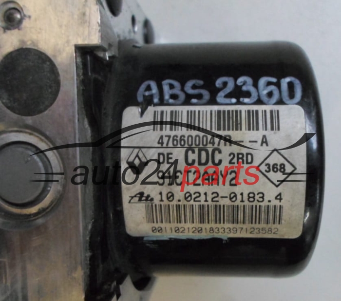 POMPE HYDRAULIQUE ET CALCULATEUR d'ABS RENAULT LAGUNA 476600047R, 10.0212-0183.4, 10021201834, 10.0961-1419.3, 10096114193