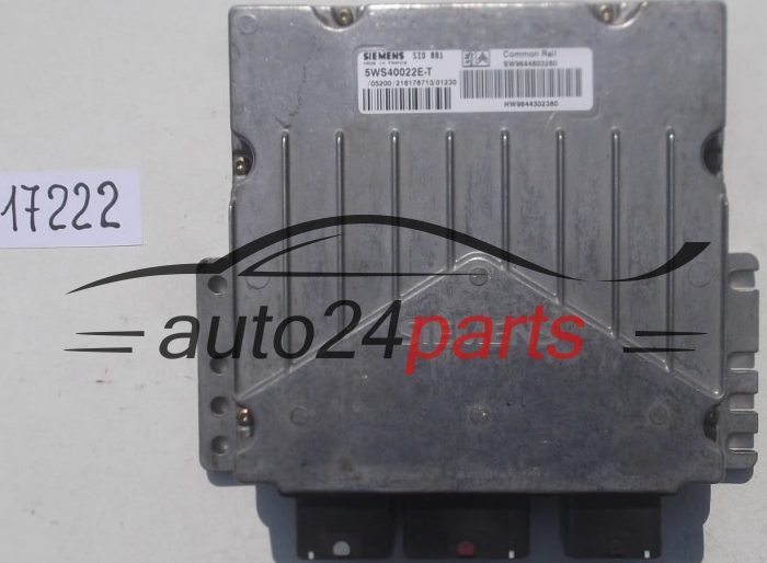  Μονάδα Ελέγχου Κινητήρα CITROEN C5 2.0 HDI SIEMENS 5WS40022E-T, 5WS40022ET, SW 9644803280, HW 9644302380