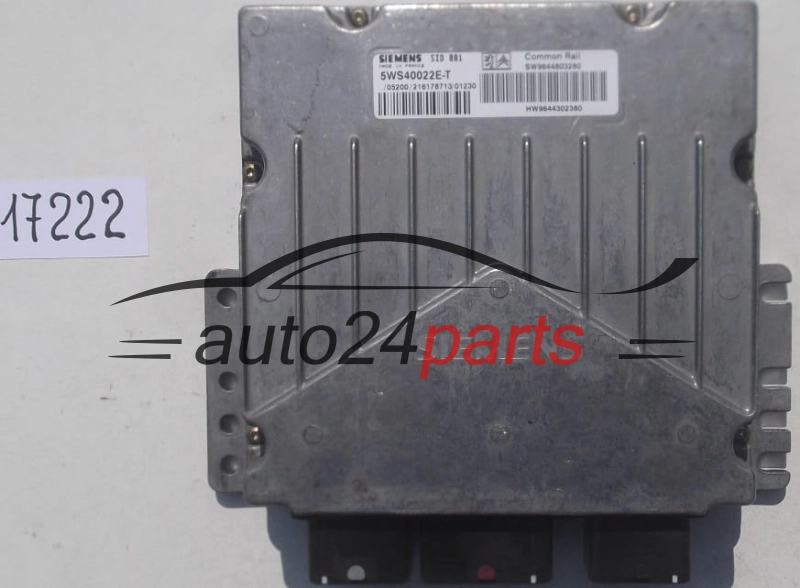  Μονάδα Ελέγχου Κινητήρα CITROEN C5 2.0 HDI SIEMENS 5WS40022E-T, 5WS40022ET, SW 9644803280, HW 9644302380