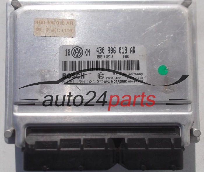 CENTRALINA DO MOTORE AUDI A4 A6 VW PASSAT 1.8 TURBO BOSCH 0 261 206 524, 0261206524, 4B0 906 018 AR, 4B0906018AR, ME7.5