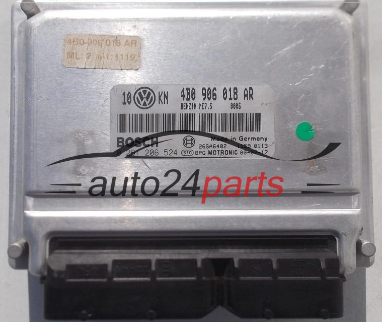 CENTRALINA DO MOTORE AUDI A4 A6 VW PASSAT 1.8 TURBO BOSCH 0 261 206 524, 0261206524, 4B0 906 018 AR, 4B0906018AR, ME7.5