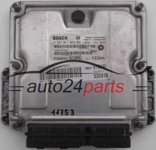 KOMPUTER STEROWNIK SILNIKA JEEP GRAND CHEROKEE 2.7 CRD BOSCH 0 281 011 063, 0281011063, P56041610AD