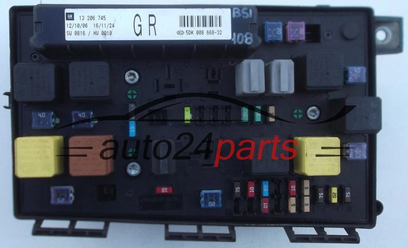  FUSE RELAY BOX ELECTRICAL COMFORT CONTROL MODULE BODYOPEL GM 13 206 745 GR HELLA 5DK 008 668-32