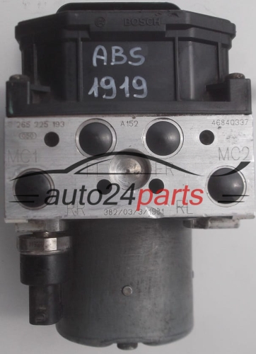 POMPE HYDRAULIQUE ET CALCULATEUR d'ABS ALFA ROMEO BOSCH 0 265 225 193,  46840337