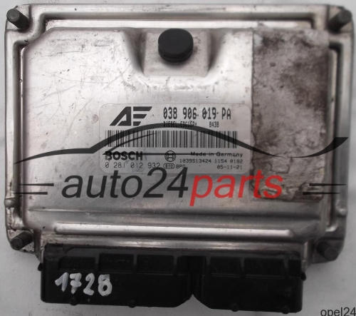 MOTORSTEUERGERÄT ECU STEUERGERÄT VW VOLKSWAGEN SHARAN SEAT ALHAMBRA 1.9 TDI BVK 038906019PA, 038 906 019 PA, BOSCH 0 281 012 932, 0281012932, DIESEL EDC15P+ 8438, 1039S13424