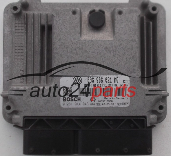 KOMPUTER STEROWNIK SILNIKA VW VOLKSWAGEN TOURAN 1.9 TDI 03G906021MG, 03G 906 021 MG, 03G906021AB, BOSCH 0281014043, 0 281 014 043, DIESEL EDC16U34 0313 1039S18906