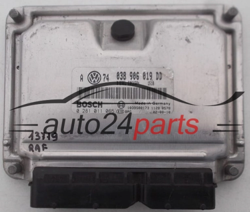 KOMPUTER STEROWNIK SILNIKA VW VOLKSWAGEN GOLF BORA 1.9 TDI ATD 038906019DD, 038 906 019 DD, BOSCH 0 281 011 065, 0281011065, DIESEL EDC15P+ 1518, 1039S00173 -  