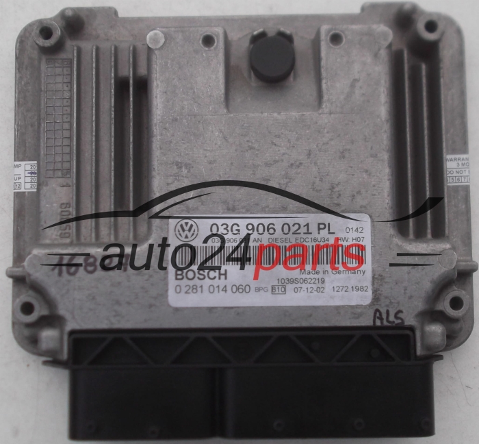 CALCULATEUR MOTEUR AUDI VW SEAT 1.9 TDI BOSCH 0 281 014 060, 0281014060, 03G 906 021 PL, 03G906021PL, 03G 906 021 AN, 03G906021AN