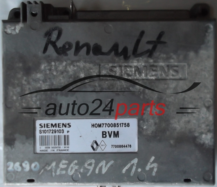 CENTRALINA DO MOTORE RENAULT CLIO 1.2 SIEMENS S101729103 P, S101729103P, HOM7700851758, 7700864476