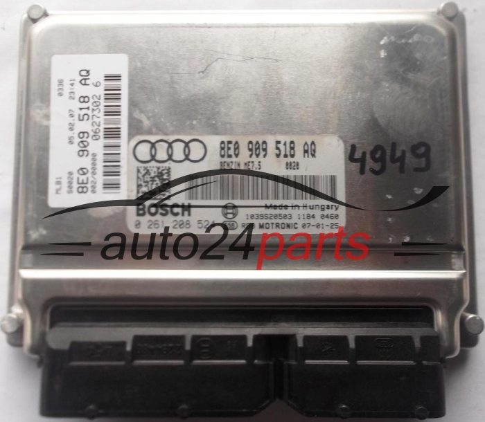 MOTORSTEUERGERÄT ECU STEUERGERAT AUDI A4 1.8T 8E0909518AQ, 8E0 909 518 AQ BOSCH 0261208524, 0 261 208 524