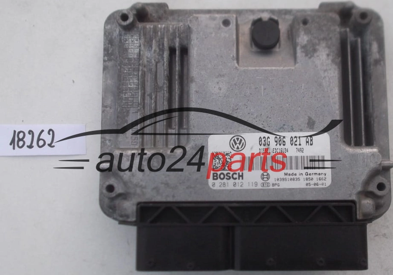 KOMPUTER STEROWNIK SILNIKA VOLKSWAGEN PASSAT 2.0 TDI BOSCH 0 281 012 119, 0281012119, 03G 906 021 AB, 03G906021AB, EDC16U34 