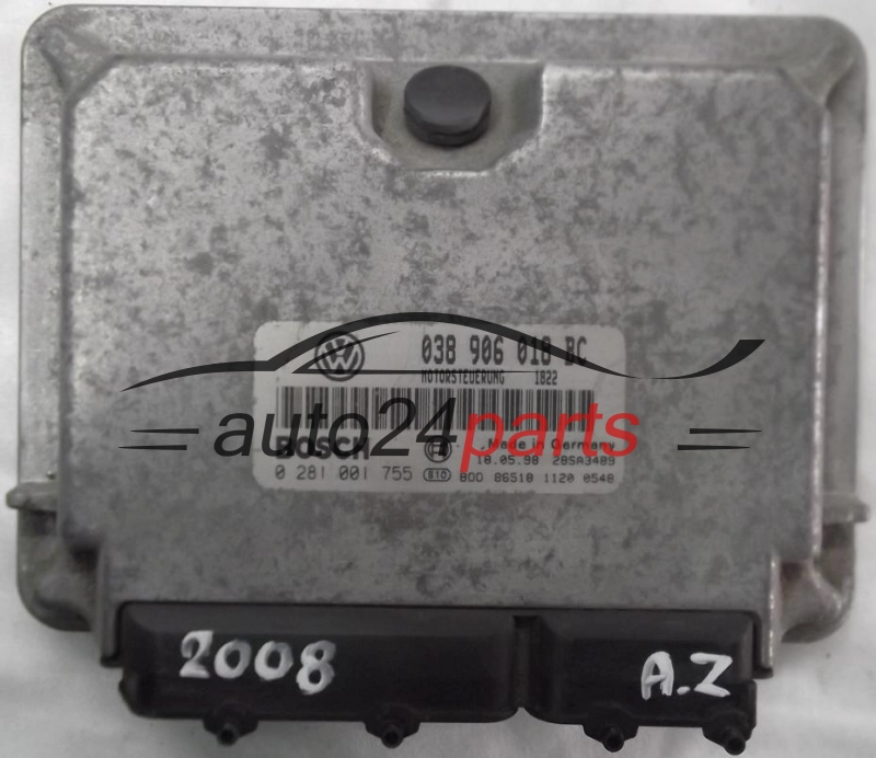 KOMPUTER STEROWNIK SILNIKA SKODA OCTAVIA 1.9 TDI AGR 038906018BC, 038 906 018 BC, BOSCH 0 281 001 755, 0281001755, MOTORSTEUERUNG 1822, 28SA3489