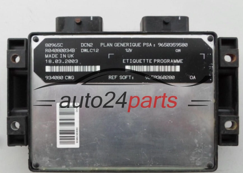 Centralina motore CITROEN PEUGEOT Lucas R04080034B, PSA 9650359580, SOFT 9650360280