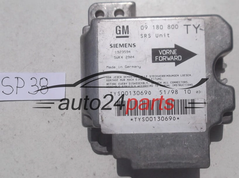 STEROWNIK MODUL PODUSZEK POWIETRZNYCH OPEL VECTRA B GM 09 180 800 TY