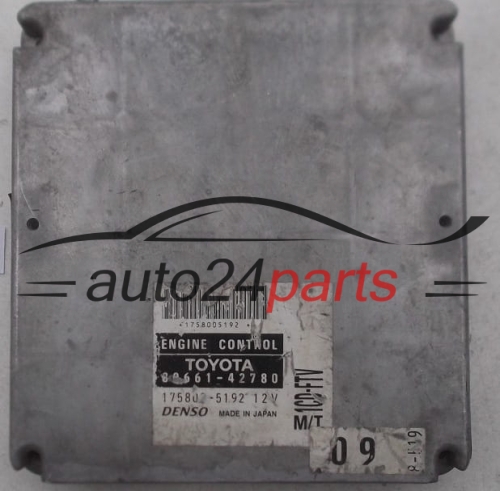 CALCULATEUR MOTEUR TOYOTA RAV 4 2.0 D4D DENSO 175800-5192, 1758005192, 89661-42780, 8966142780