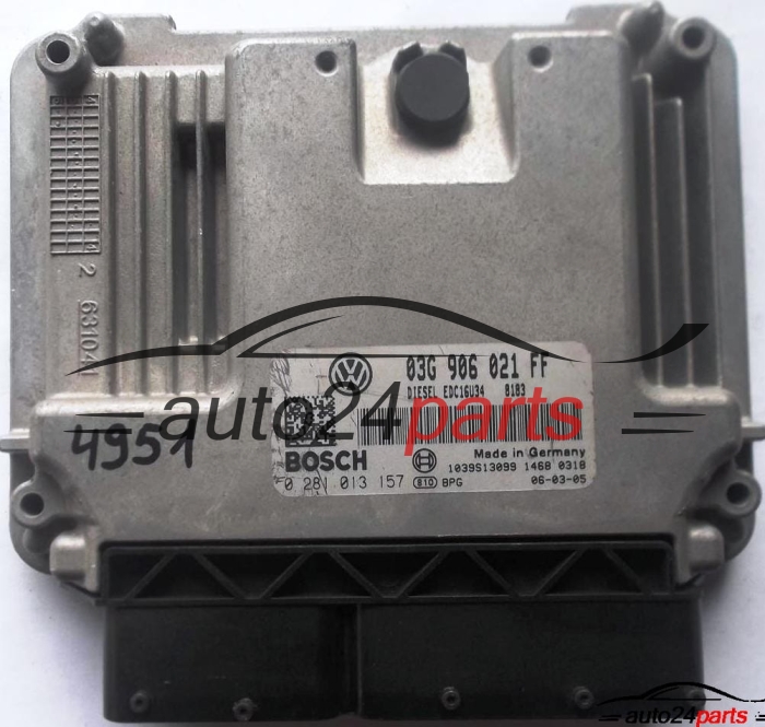 ECU CENTRALITA DE MOTOR VW VOLKSWAGEN CADDY 1.9 TDI 03G906021FF, 03G 906 021 FF, BOSCH 0 281 013 157, 0281013157, DIESEL EDC16U34 8183, 1039S13099 