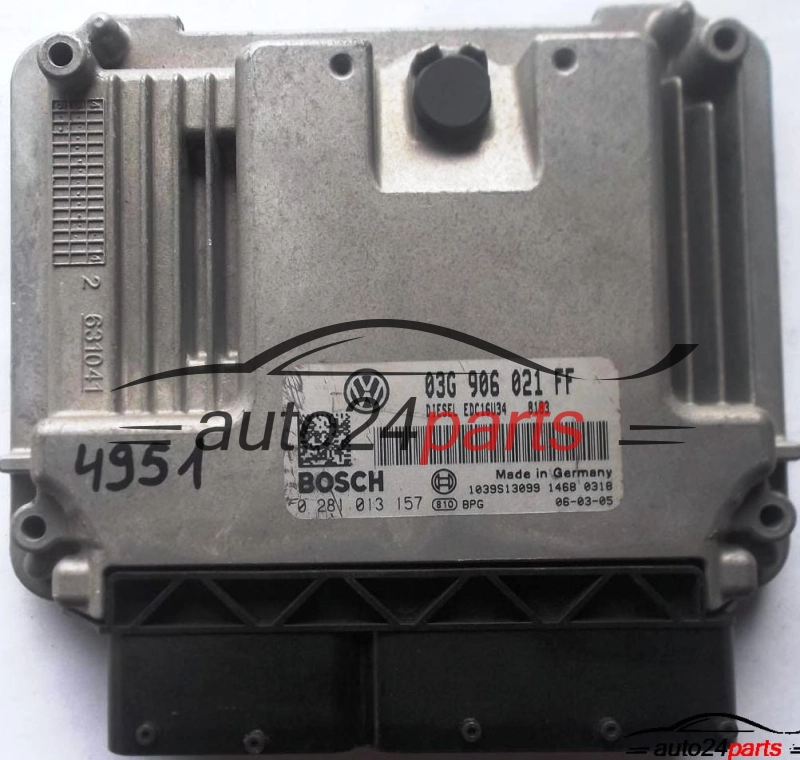 ECU CENTRALITA DE MOTOR VW VOLKSWAGEN CADDY 1.9 TDI 03G906021FF, 03G 906 021 FF, BOSCH 0 281 013 157, 0281013157, DIESEL EDC16U34 8183, 1039S13099 