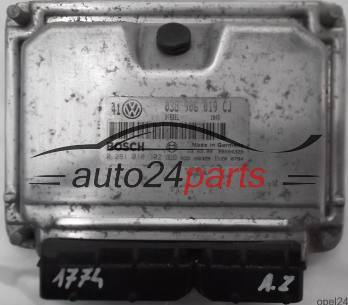 ECU ENGINE CONTROLLER VW VOLKSWAGEN GOLF BORA 1.9 TDI AJM 038906019CJ, 038 906 019 CJ, BOSCH 0 281 010 302, 0281010302, DIESEL 1045, 28SA4320 