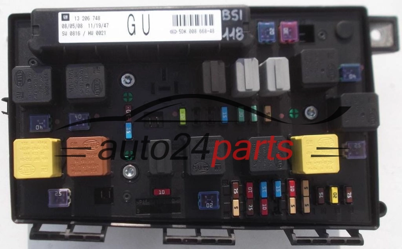 BOITE ELECTRIQUE A RELAIS ET FUSIBLE OPEL GM 13206748 GU HELLA 5DK 008 668-48