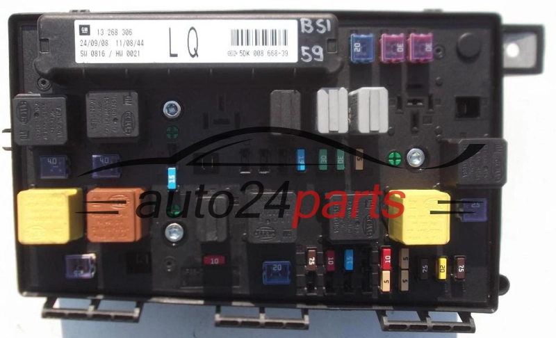 FUSE RELAY BOX ELECTRICAL COMFORT CONTROL MODULE BODY OPEL ASTRA ZAFIRA 1.9 CDTI 13 268 306 LQ, 13268306, 5DK 008 668-39, 5DK008668-39