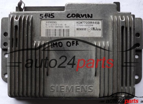ECU ENGINE CONTROLLER RENAULT LAGUNA 1.8 SIEMENS S113717115B, S113717115D, S113717115 B D, HOM7700864458 HOM 7700864458, 7700102294 